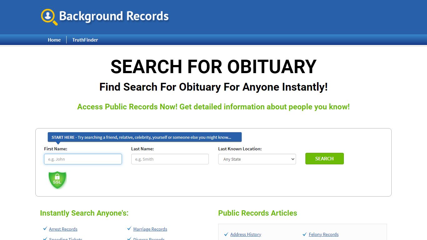 Find Search For Obituary For Anyone Instantly! - Background Records